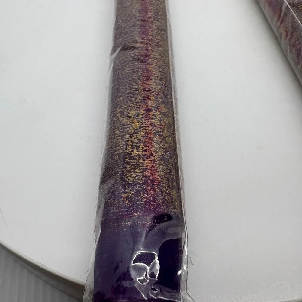 Purple Candles with Gold Tone Set of 2‎ Taper Candles 8 Inch Tall Home Decor